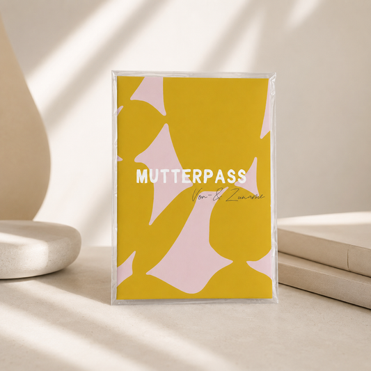 MUTTERPASSHÜLLE - Abstrakt senf rosa personalisiert