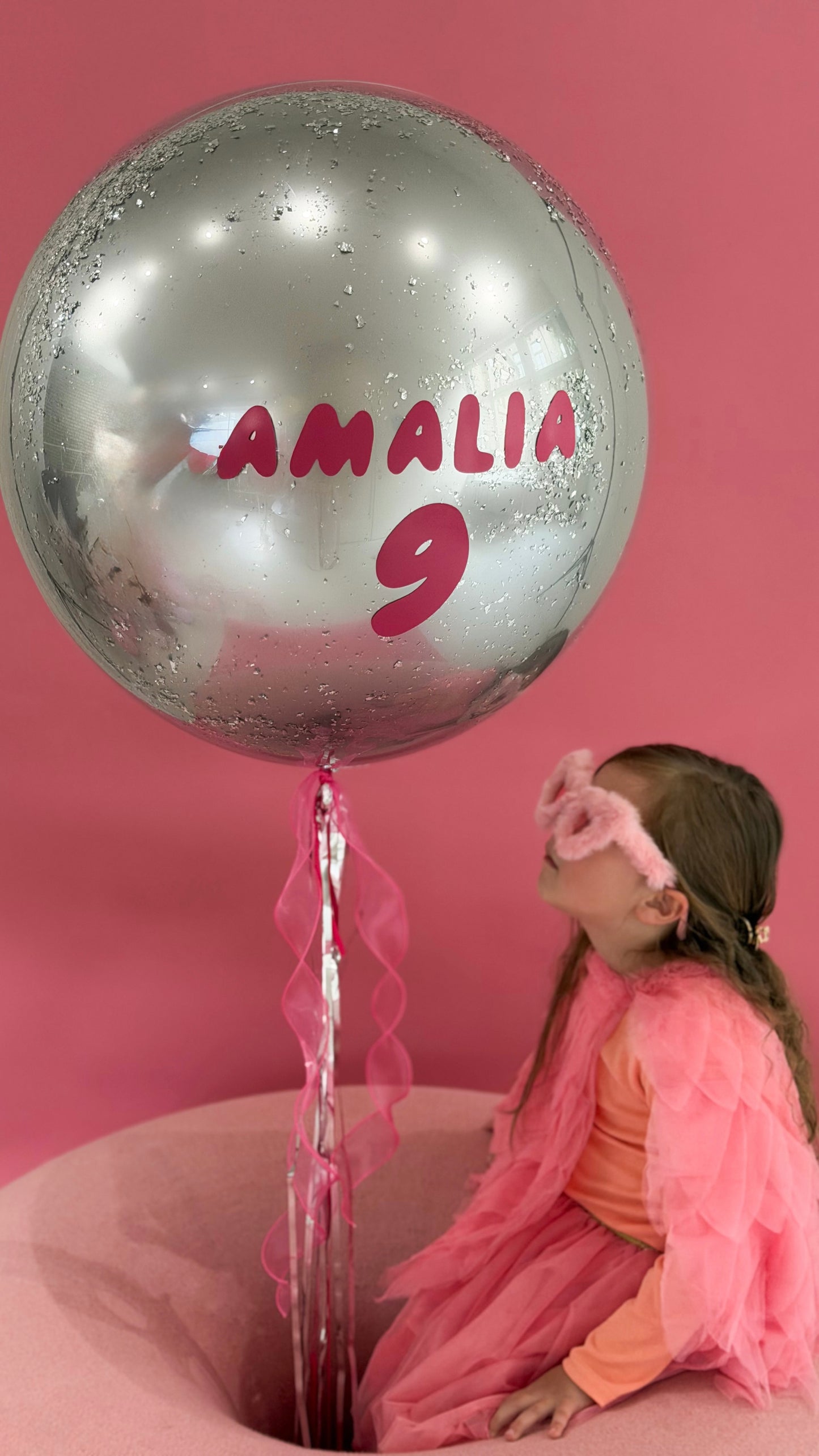 XL Ballon personalisiert - Silber pink