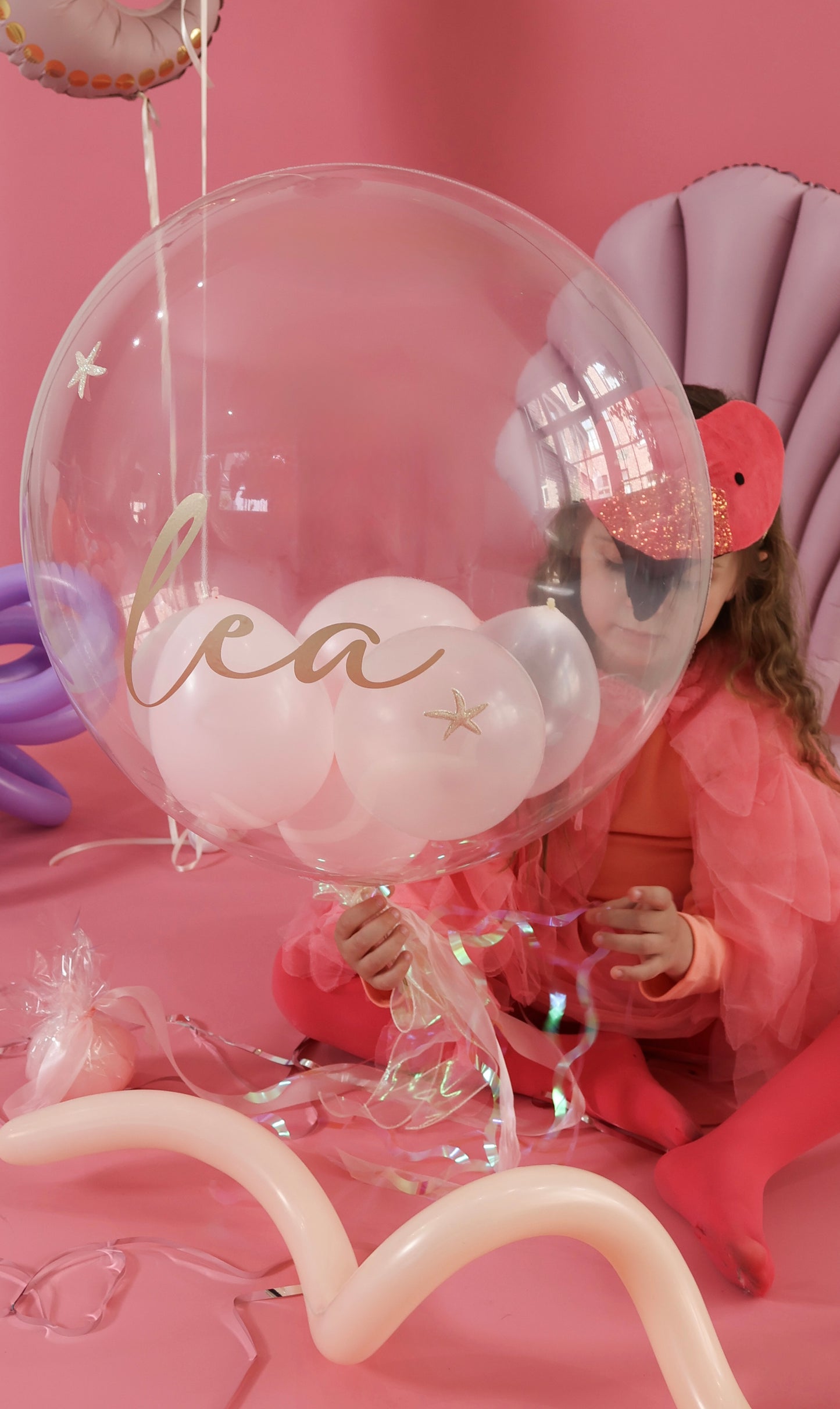 XL Ballon personalisiert - Rosa transparent