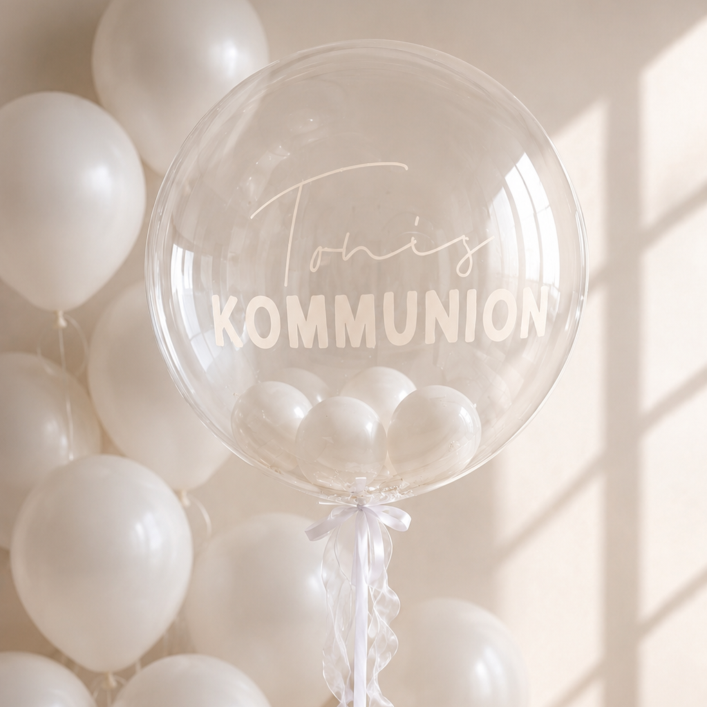 XL Ballon personalisiert - Kommunion transparent beige