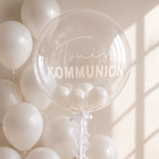 XL Ballon personalisiert - Kommunion transparent beige