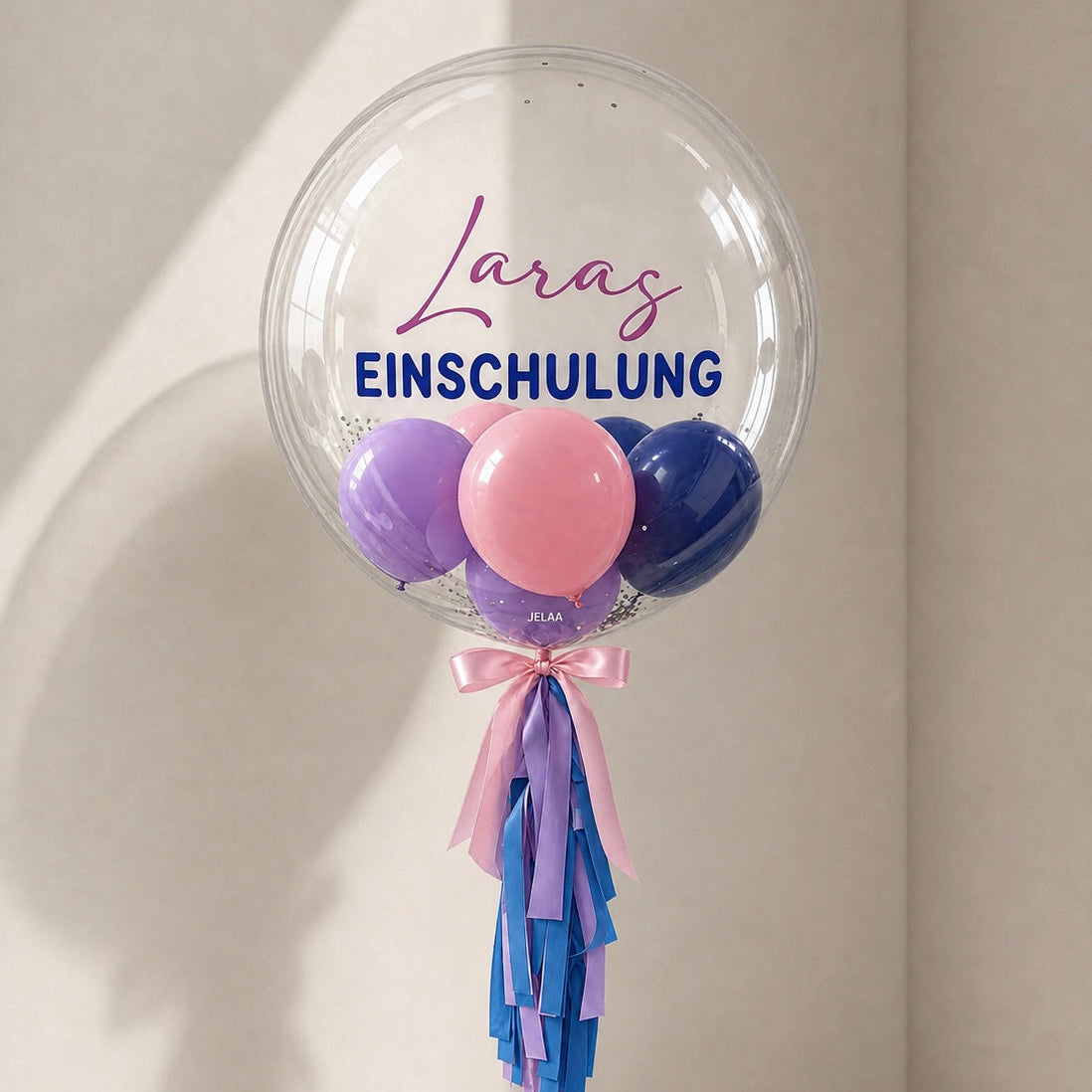 XL Ballon personalisiert - Lila rosa blau transparent