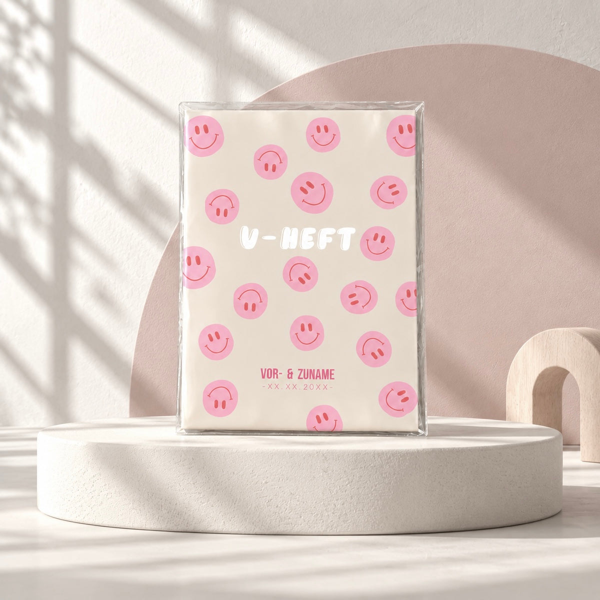 U-Heft & Impfpasshülle - Smileys pink beige