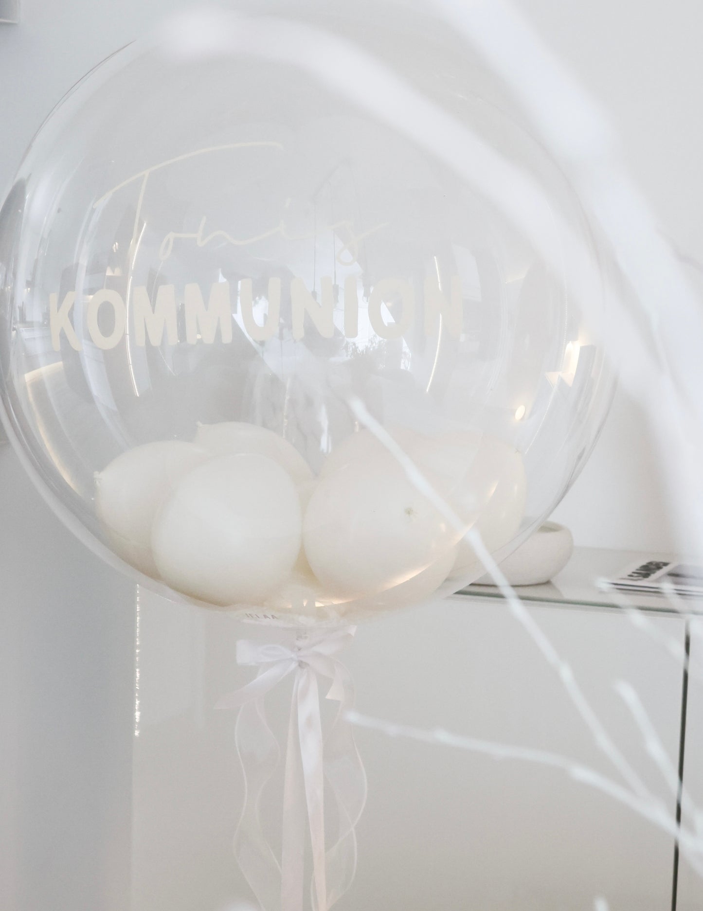 XL Ballon personalisiert - Kommunion transparent beige