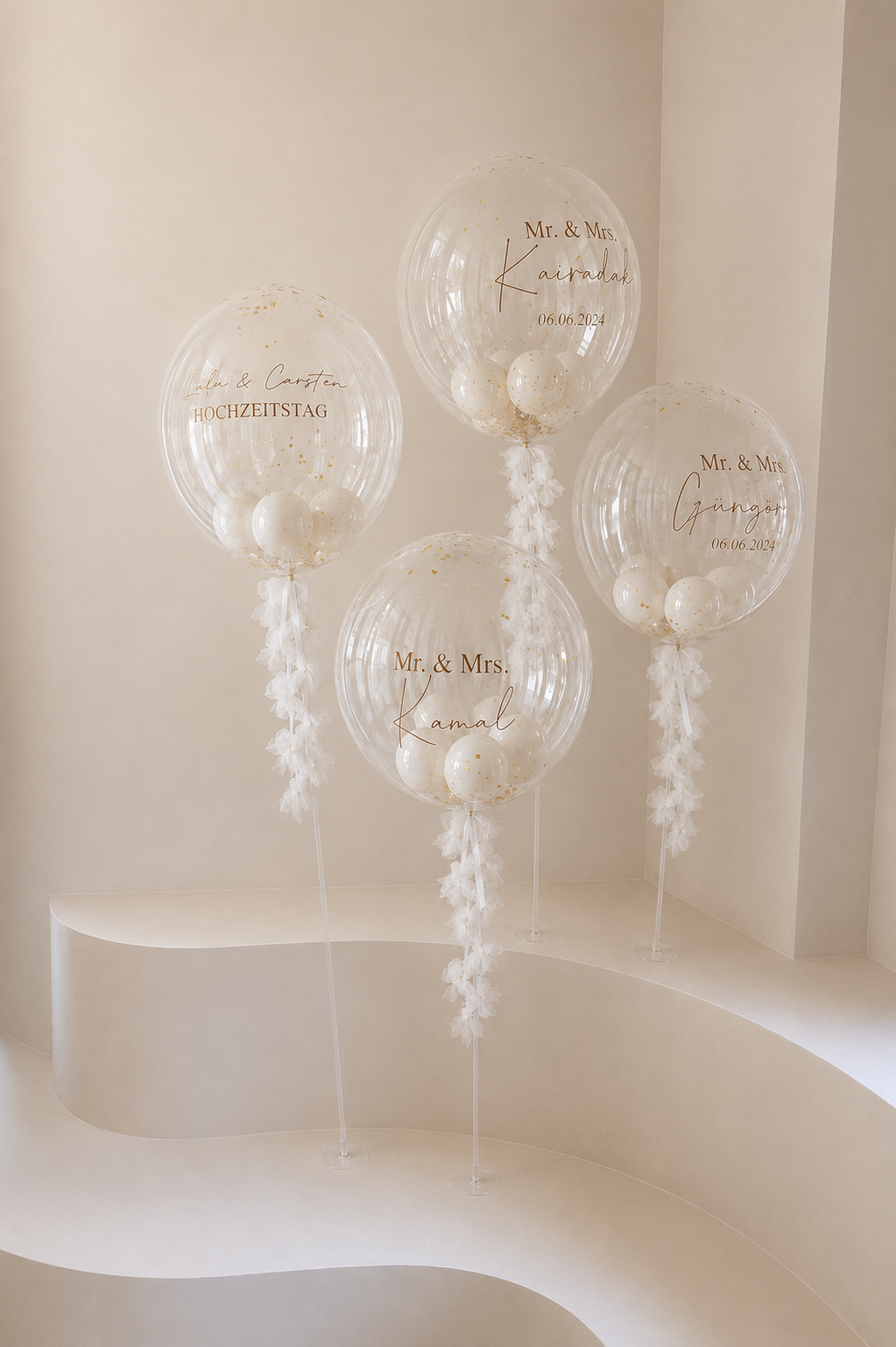 XL Ballon personalisiert - Weiss gold