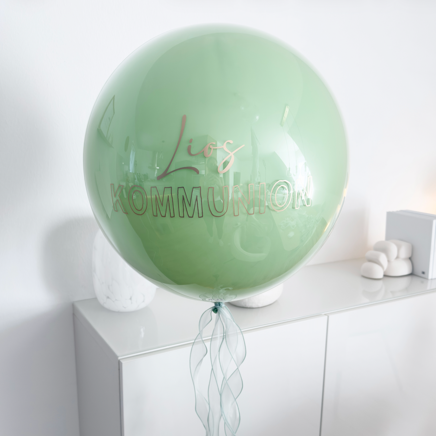XL Ballon personalisiert - Kommunion kiwigrün