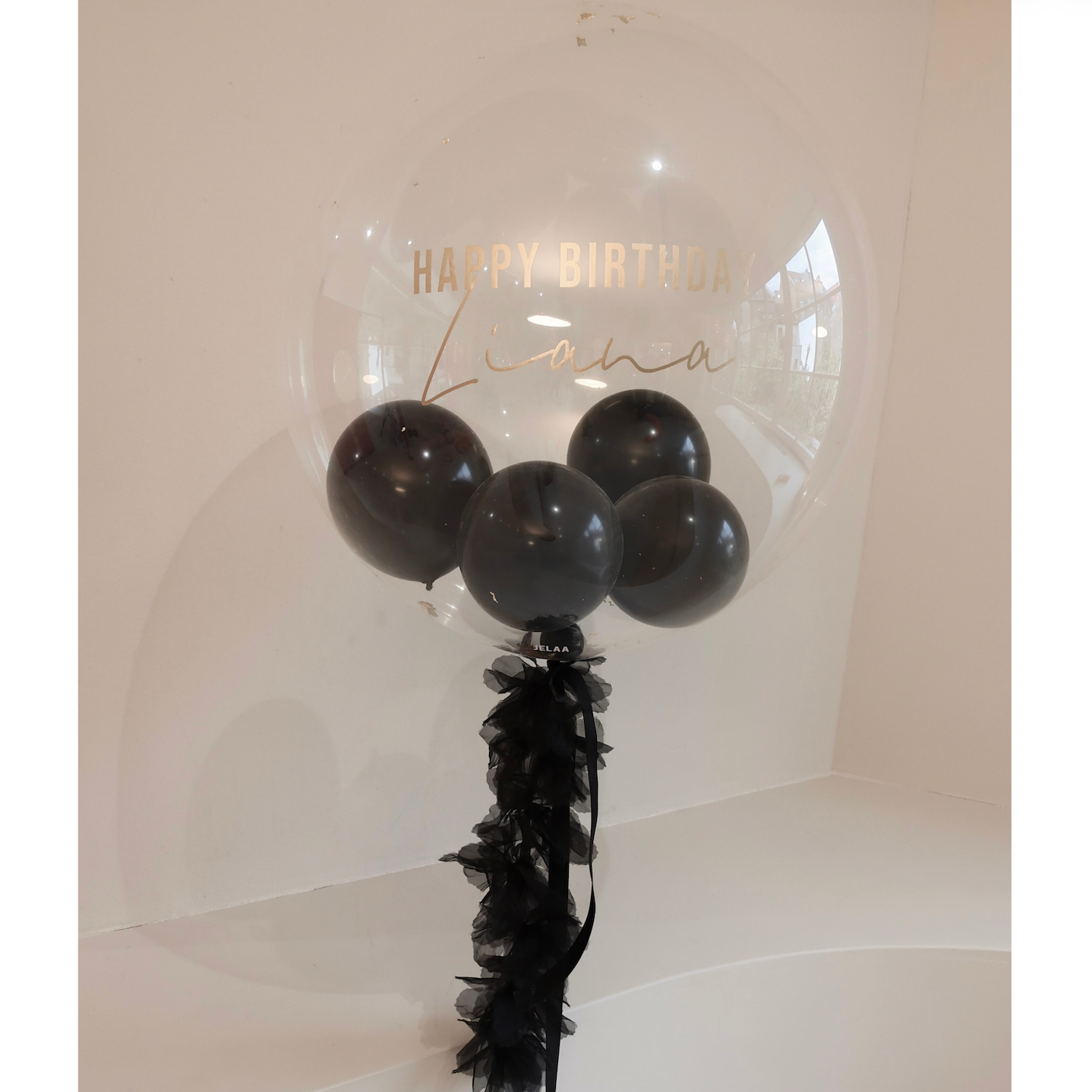 XL Ballon personalisiert - Schwarz gold transparent