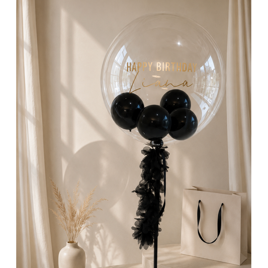 XL Ballon personalisiert - Schwarz gold transparent