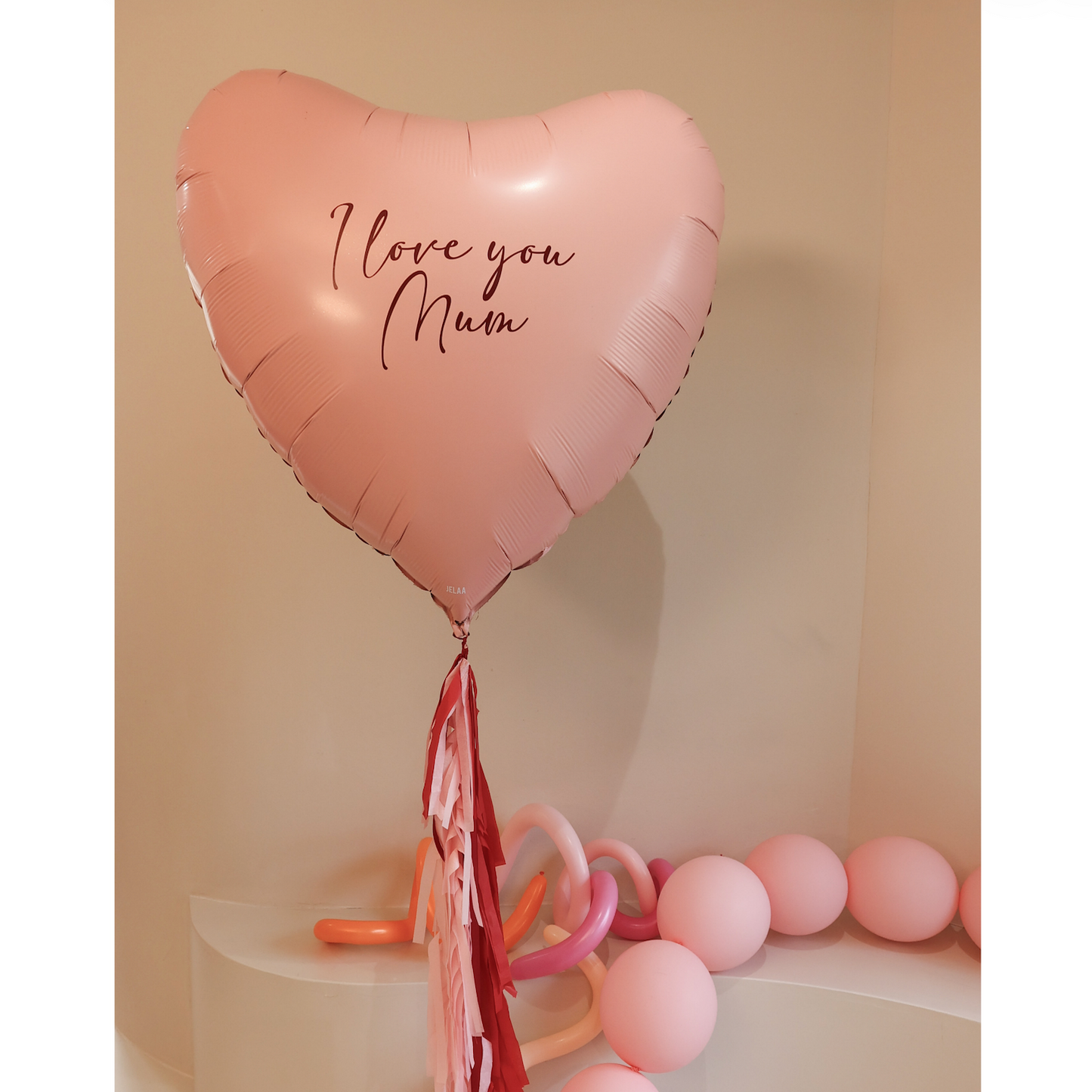 XL Herz Ballon personalisiert - Rosa bordeaux