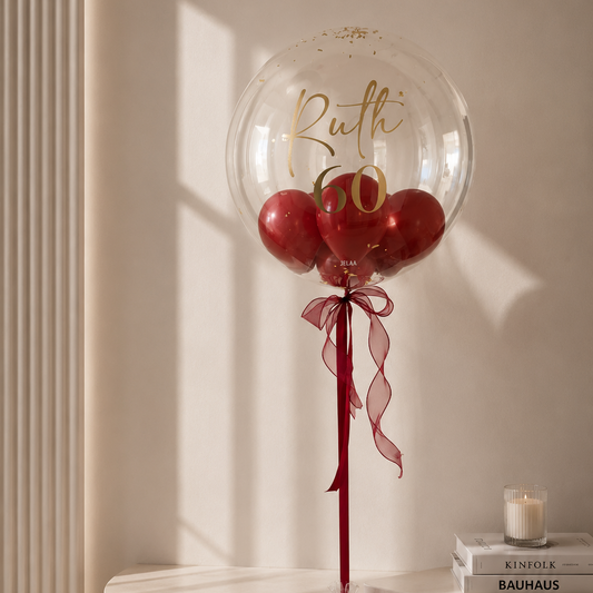 XL Ballon personalisiert - Bordeaux rot transparent