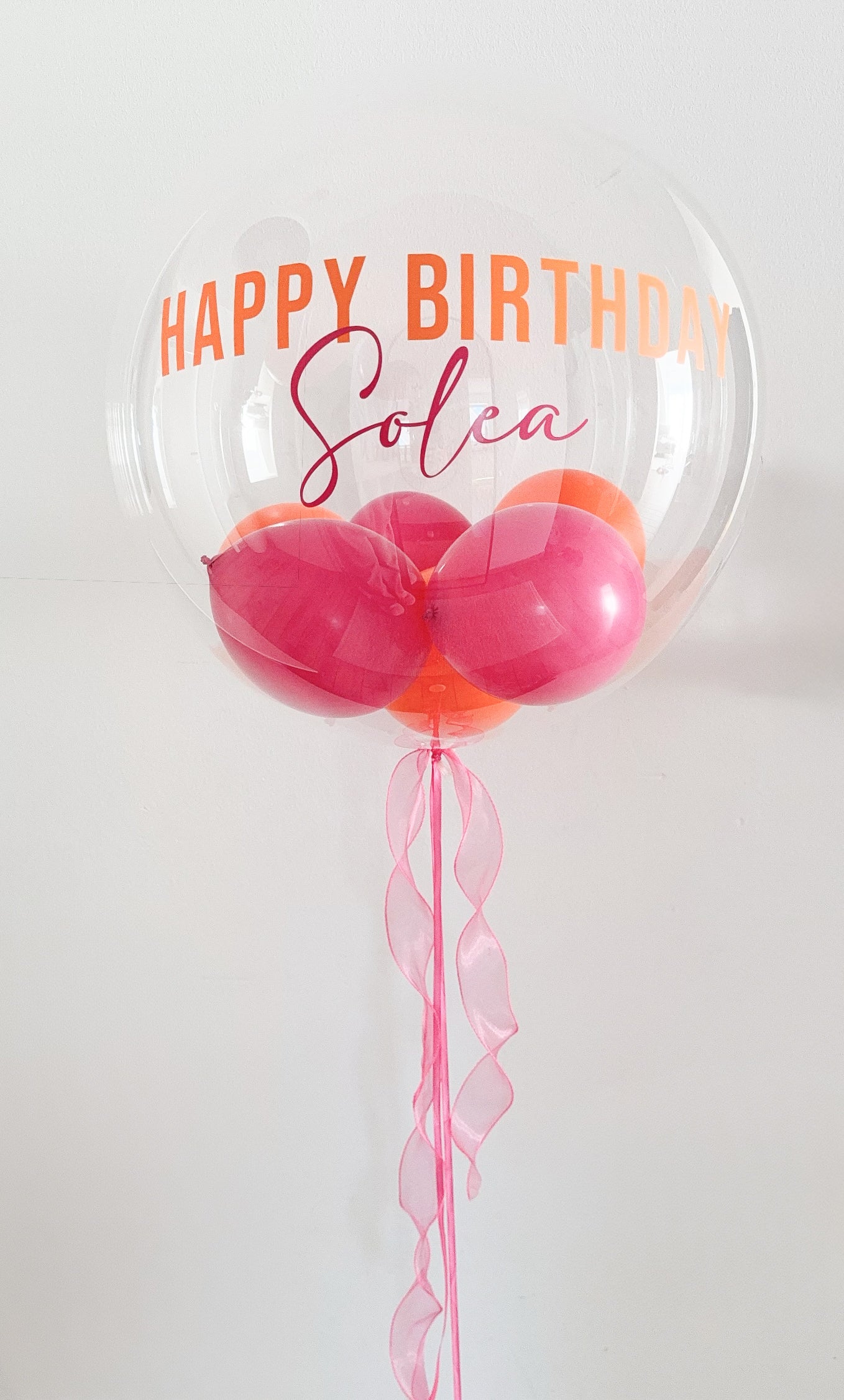 XL Ballon personalisiert - Pink orange transparent