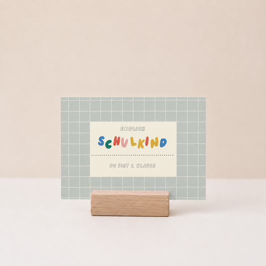 Postkarte - Endlich Schulkind blau