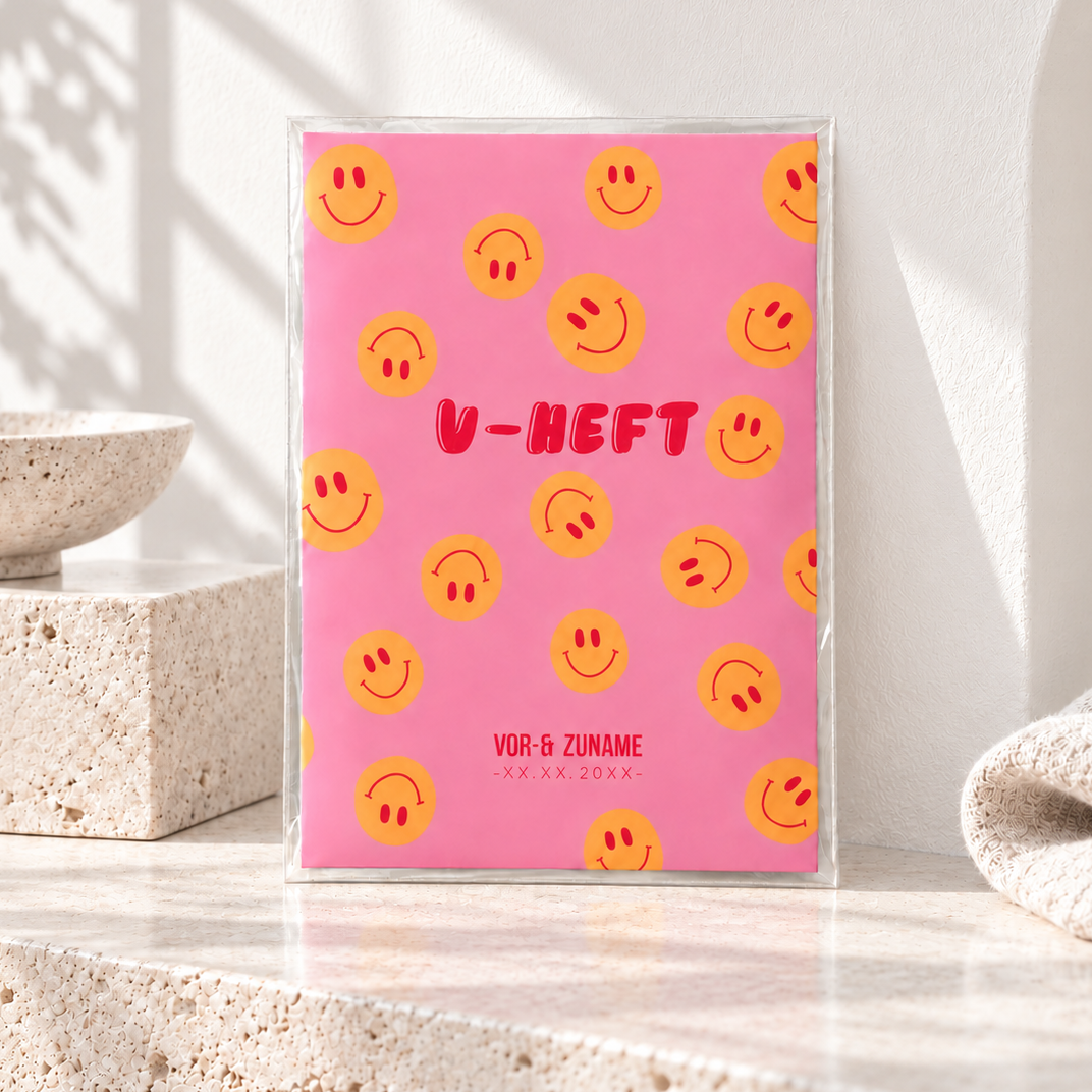 U-Heft & Impfpasshülle - Smileys pink orange