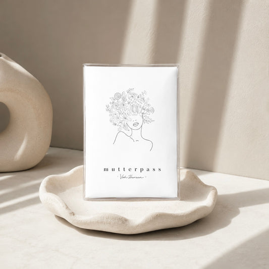 MUTTERPASSHÜLLE - Floral schwarz weiss personalisiert