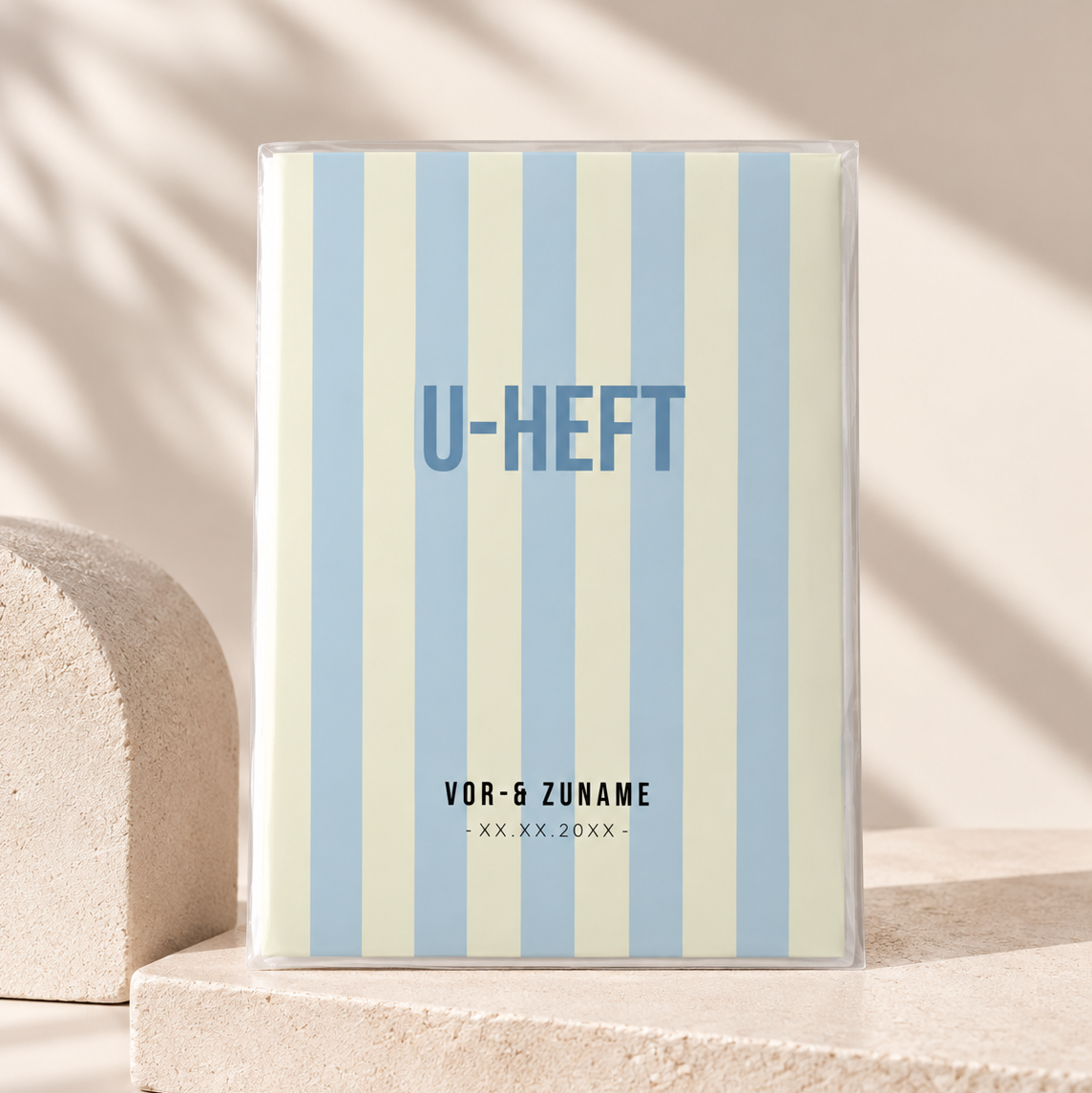 U-Heft & Impfpasshülle - Gestreift blau creme