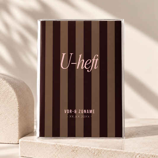 U-Heft & Impfpasshülle - Gestreift braun