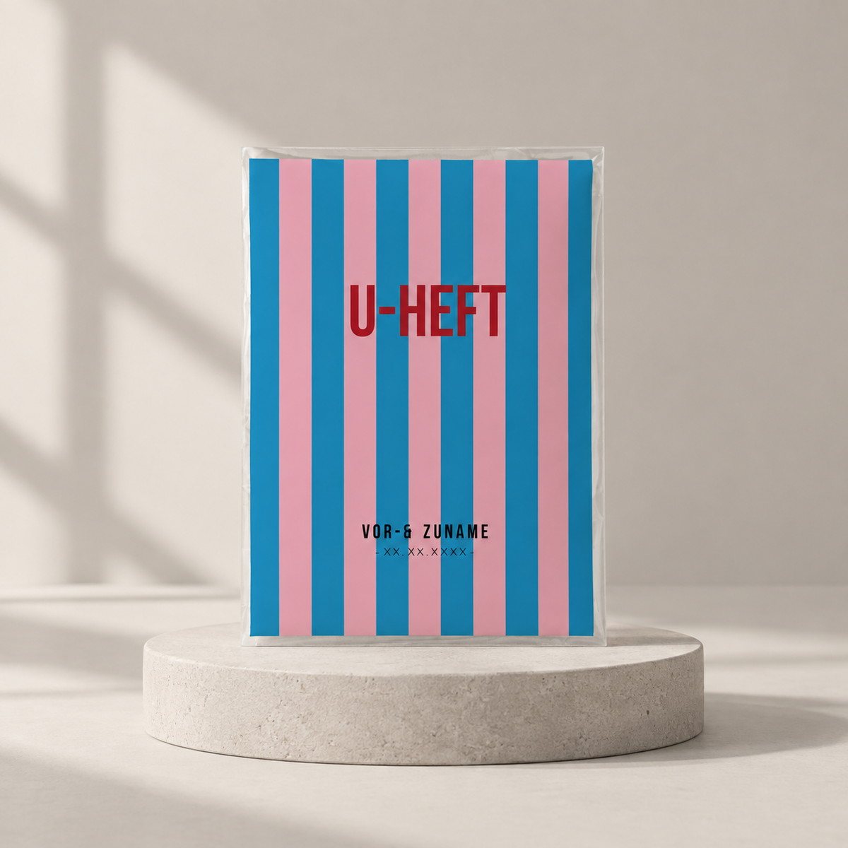 U-Heft & Impfpasshülle - Gestreift blau rosa