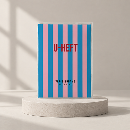 U-Heft & Impfpasshülle - Gestreift blau rosa