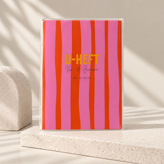U-Heft & Impfpasshülle - Gestreift pink rot orange