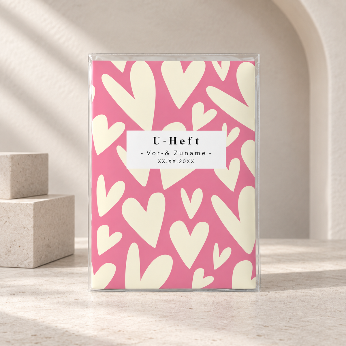 U-Heft & Impfpasshülle - Herzen pink gelb