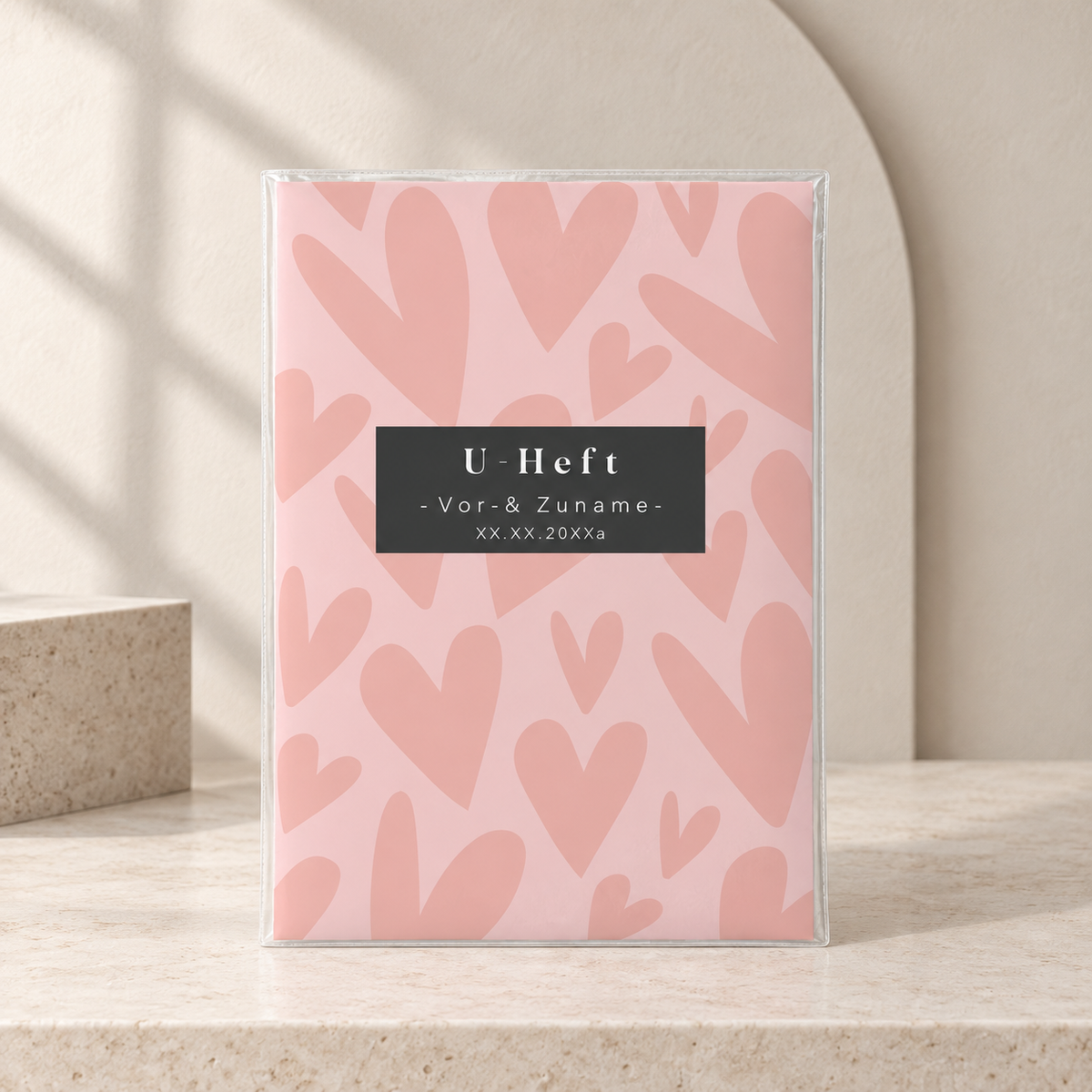 U-Heft & Impfpasshülle - Herzen rosa