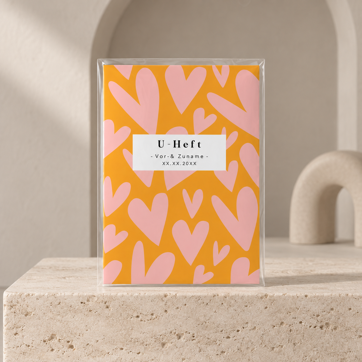 U-Heft & Impfpasshülle - Herzen rosa orange