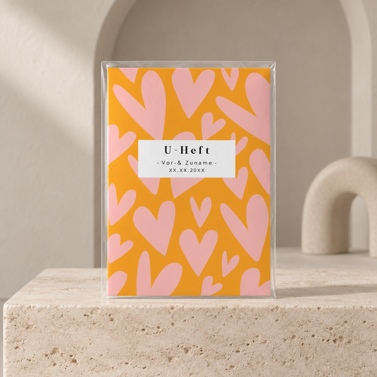 U-Heft & Impfpasshülle - Herzen rosa orange