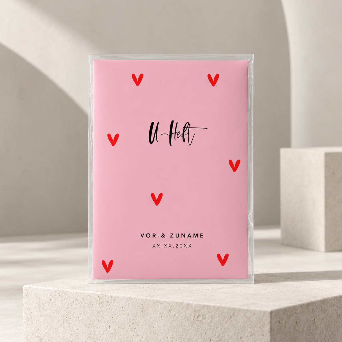 U-Heft & Impfpasshülle - Herzen rosa rot
