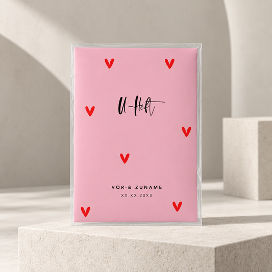 U-Heft & Impfpasshülle - Herzen rosa rot