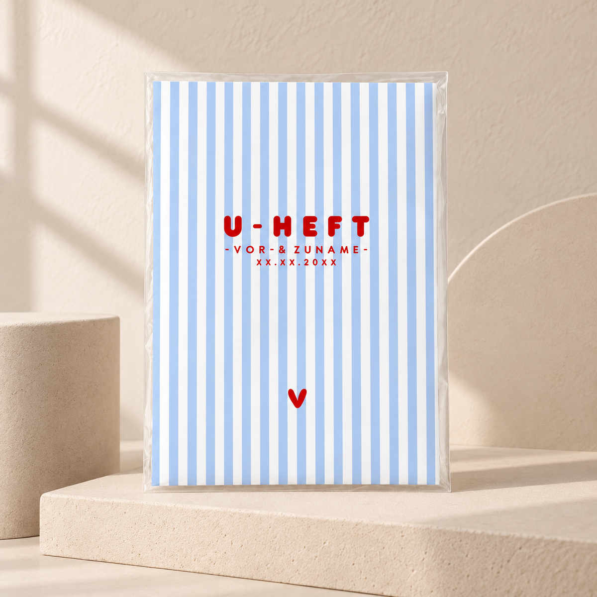 U-Heft & Impfpasshülle - Gestreift weiss blau
