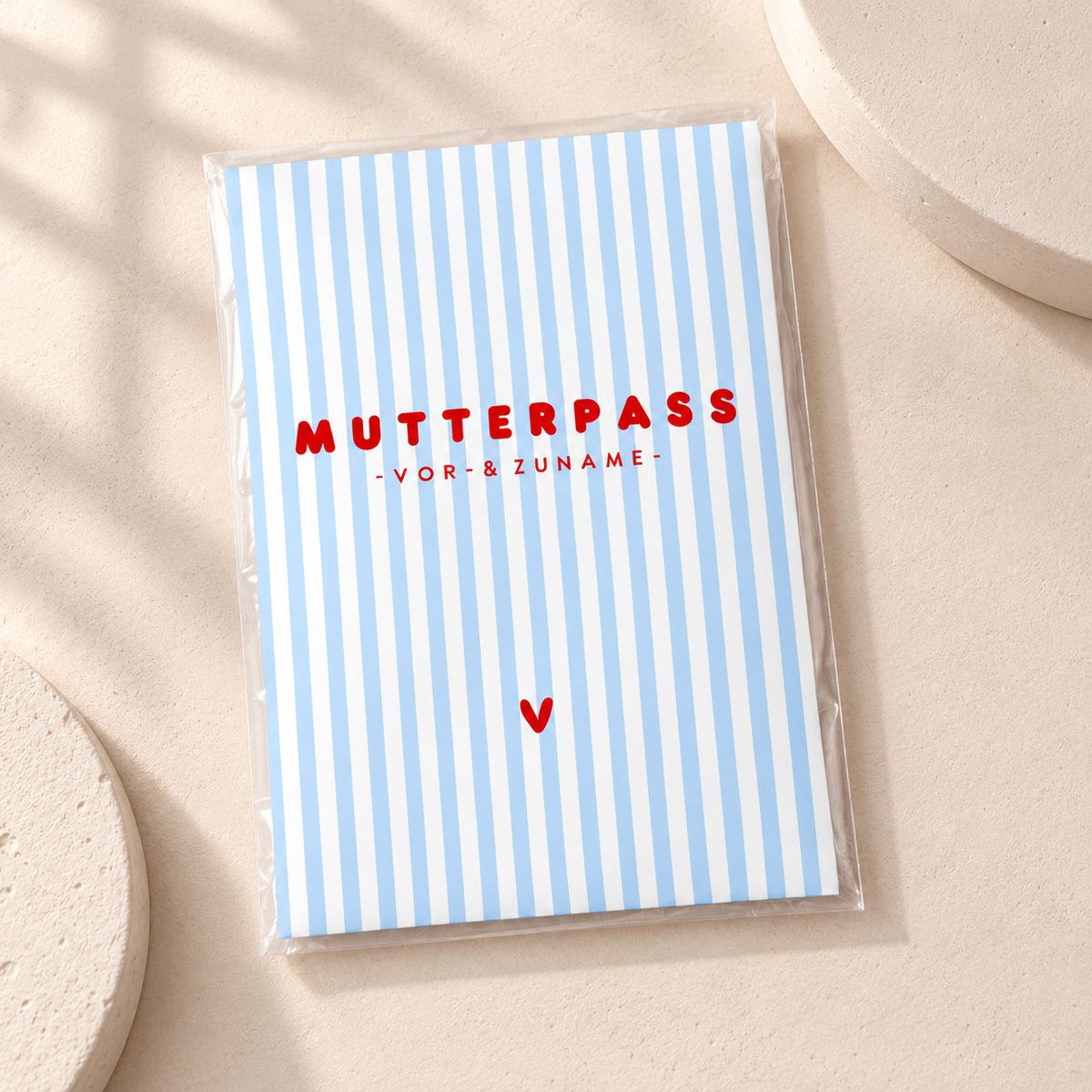MUTTERPASSHÜLLE - Gestreift blau weiss