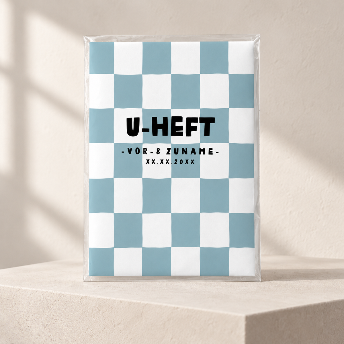 U-Heft & Impfpasshülle - Karo rauchblau weiss