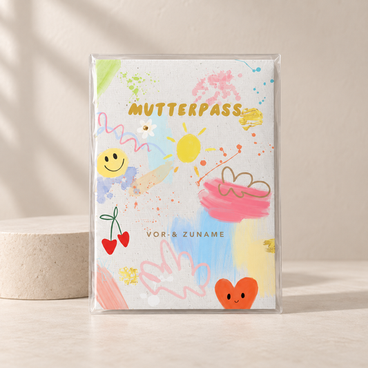 MUTTERPASSHÜLLE - Bunte Malerei 2 personalisiert