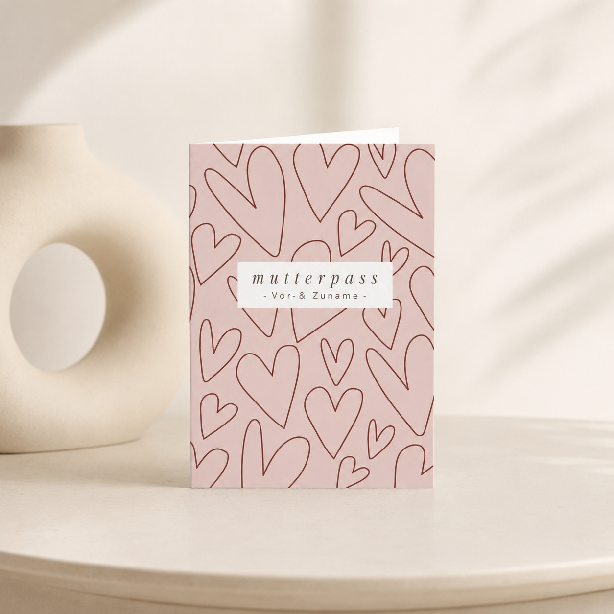 MUTTERPASSHÜLLE - Herzen rot rosa personalisiert