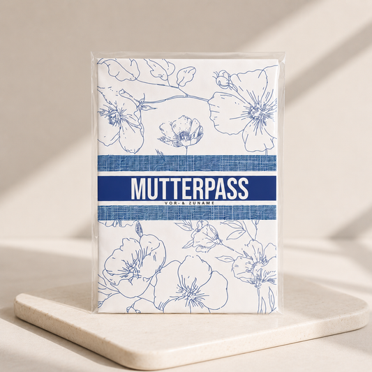 MUTTERPASSHÜLLE - Luxury floral blau personalisiert