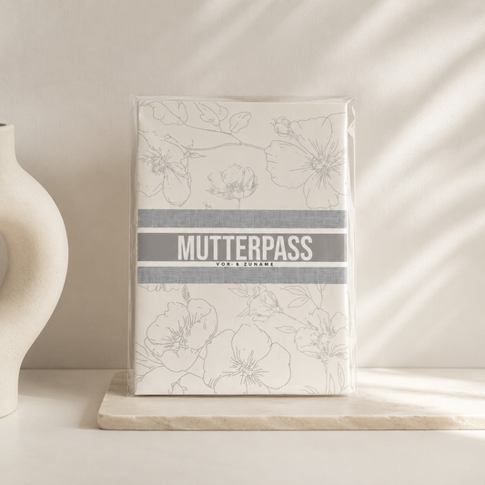 MUTTERPASSHÜLLE - Luxury floral grau personalisiert