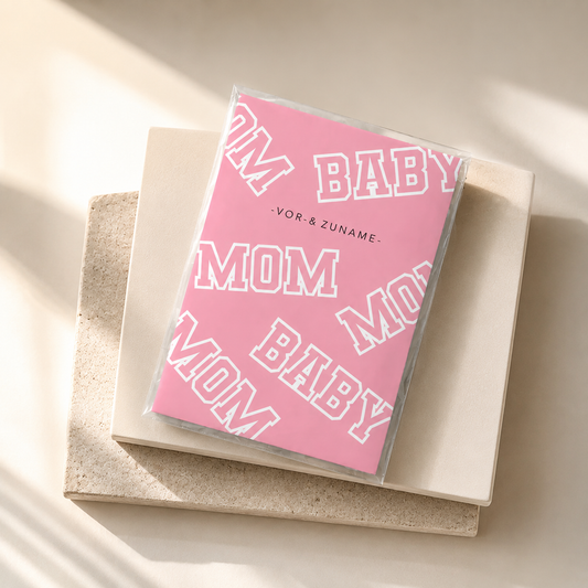 MUTTERPASSHÜLLE - Mom baby rosa personalisiert