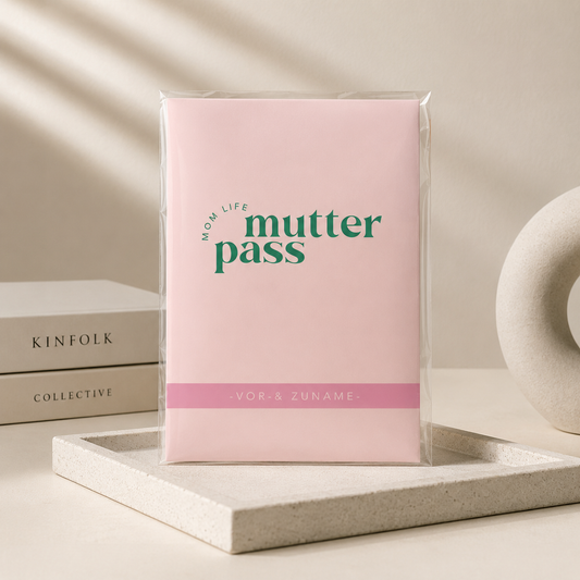 MUTTERPASSHÜLLE - Rosa grün personalisiert