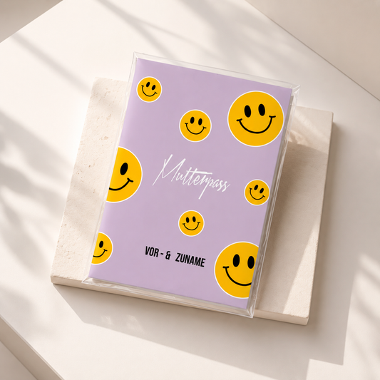 MUTTERPASSHÜLLE - Smileys lila personalisiert