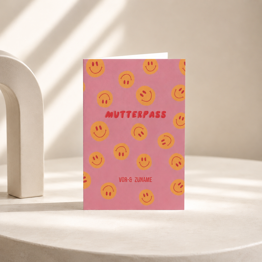 MUTTERPASSHÜLLE - Smileys pink orange personalisiert