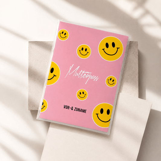 MUTTERPASSHÜLLE - Smileys pink personalisiert