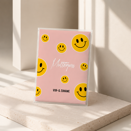 MUTTERPASSHÜLLE - Smileys rosa personalisiert