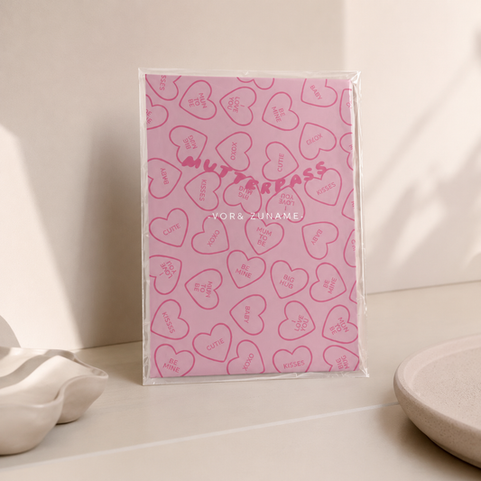 MUTTERPASSHÜLLE - Süsse Herzen rosa personalisiert