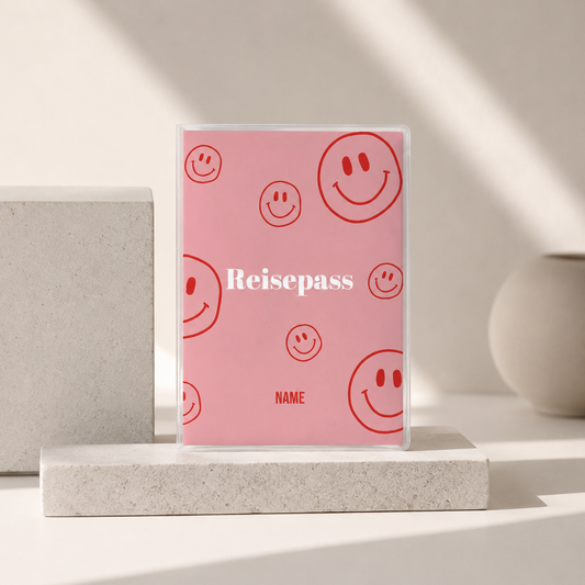 Reisepasshülle - Smileys rosa rot personalisiert