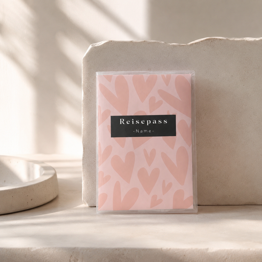 Reisepasshülle - Herzen rosa personalisiert
