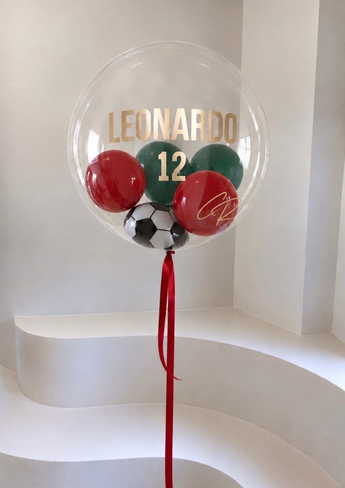XL Ballon personalisiert - Fussball rot grün