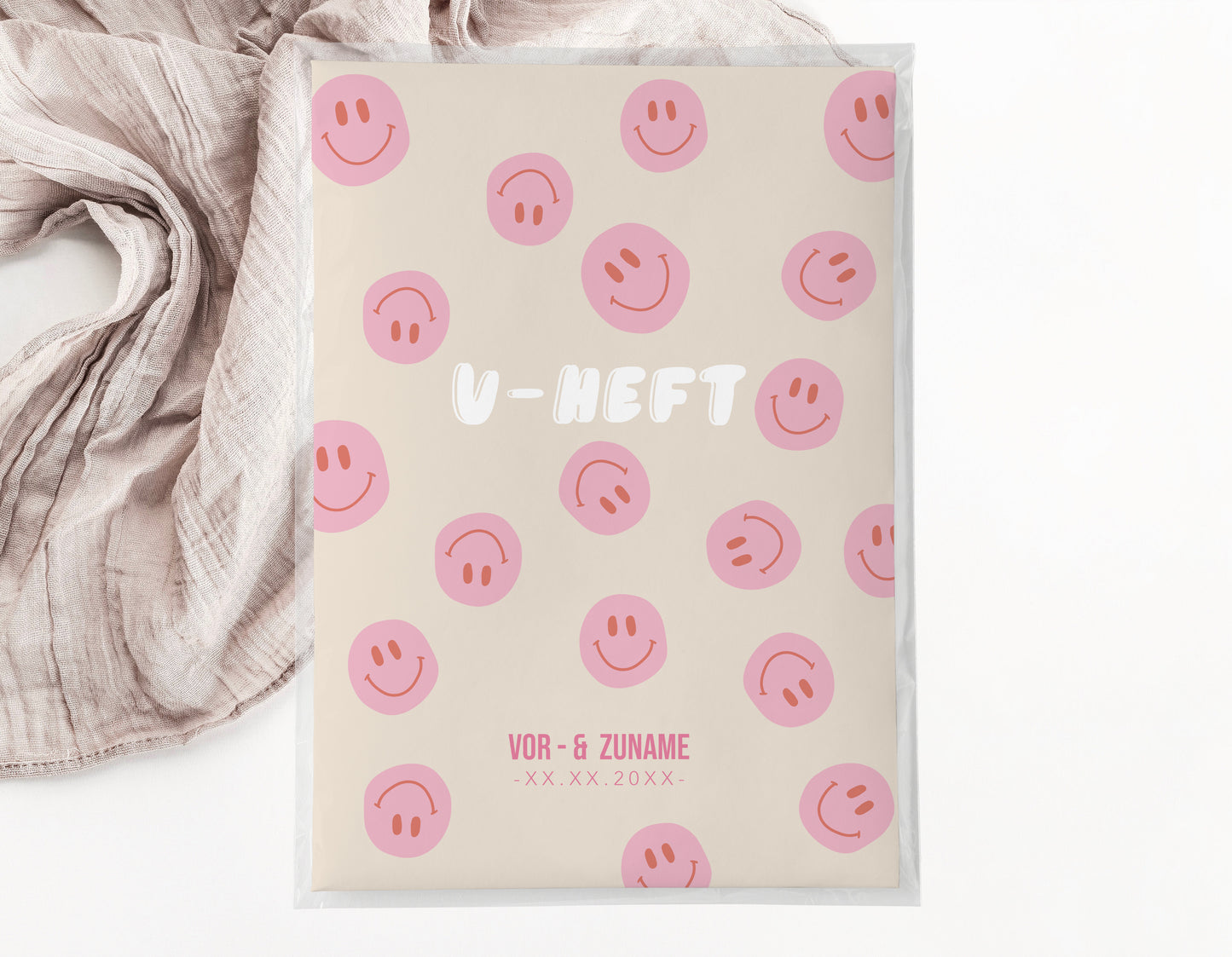 U-Heft & Impfpasshülle - Smileys pink beige