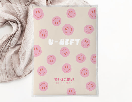 U-Heft & Impfpasshülle - Smileys pink beige