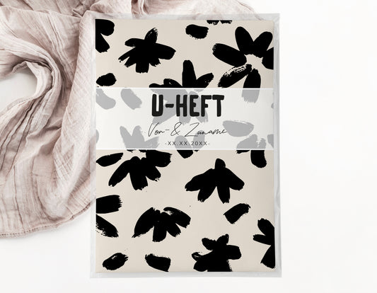 U-Heft & Impfpasshülle - Blumen schwarz