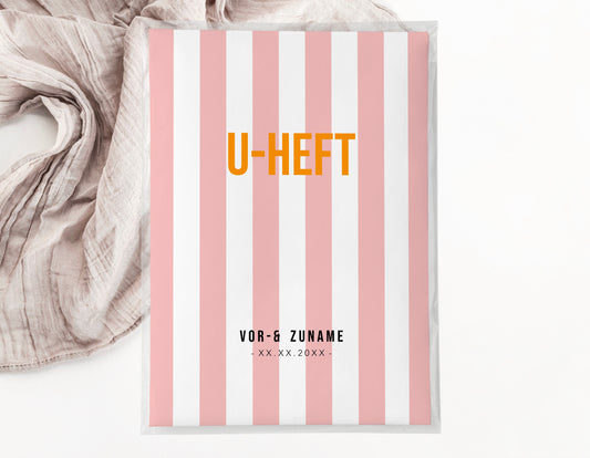 U-Heft & Impfpasshülle - Gestreift rosa weiss